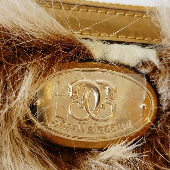 Sharif New York Faux Fur Crossbody Bag Gold Chain Strap NWT Boho Designer Purse - Picture 7 of 12